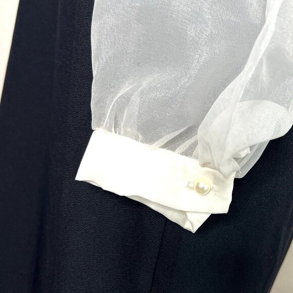 Vtg Michael Marcella 1980's Cocktail Party Ruffle Dress Black White Size 10/12 - Picture 6 of 9